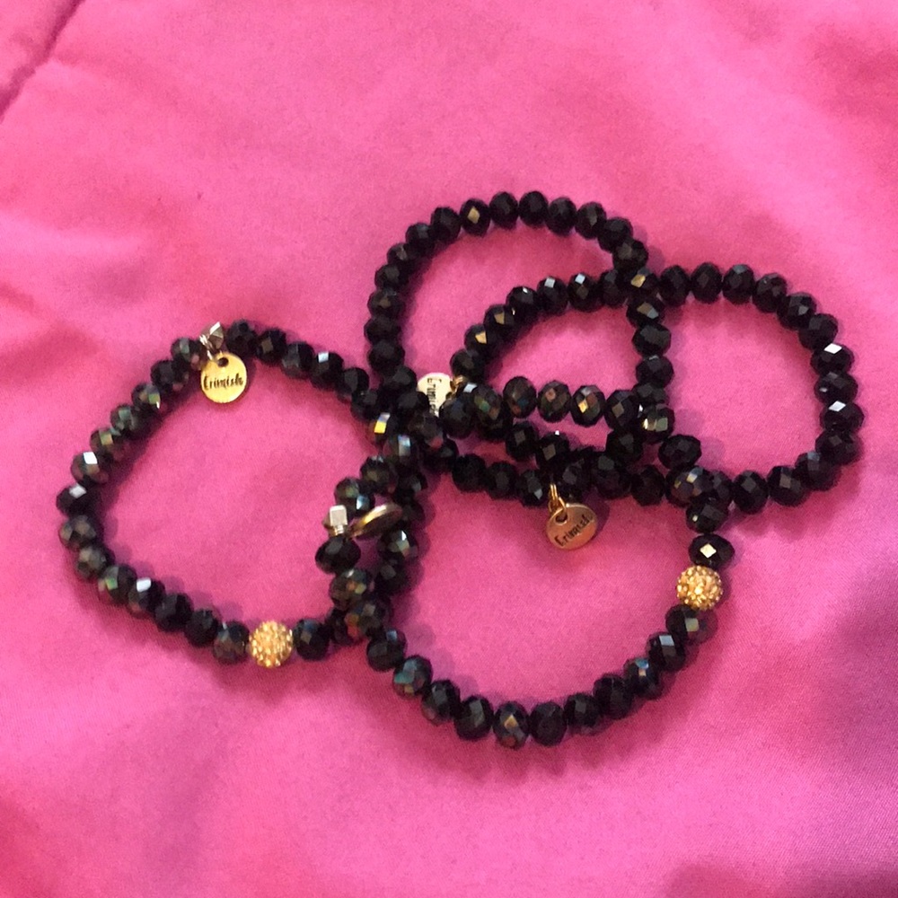 Erimish bracelets. Black iridescent and solid